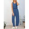 imageHappy Sailed Womens Jumpsuit Casual Crew Neck Sleeveless Jumpsuits High Waist Long Pant Rompers with PocketsBlue