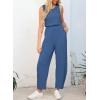 imageHappy Sailed Womens Jumpsuit Casual Crew Neck Sleeveless Jumpsuits High Waist Long Pant Rompers with PocketsBlue