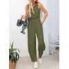 imageHappy Sailed Womens Jumpsuit Casual Crew Neck Sleeveless Jumpsuits High Waist Long Pant Rompers with PocketsGreen