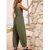 imageHappy Sailed Womens Jumpsuit Casual Crew Neck Sleeveless Jumpsuits High Waist Long Pant Rompers with PocketsGreen
