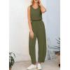 imageHappy Sailed Womens Jumpsuit Casual Crew Neck Sleeveless Jumpsuits High Waist Long Pant Rompers with PocketsGreen