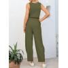 imageHappy Sailed Womens Jumpsuit Casual Crew Neck Sleeveless Jumpsuits High Waist Long Pant Rompers with PocketsGreen