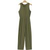 imageHappy Sailed Womens Jumpsuit Casual Crew Neck Sleeveless Jumpsuits High Waist Long Pant Rompers with PocketsGreen