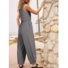 imageHappy Sailed Womens Jumpsuit Casual Crew Neck Sleeveless Jumpsuits High Waist Long Pant Rompers with PocketsGrey