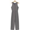 imageHappy Sailed Womens Jumpsuit Casual Crew Neck Sleeveless Jumpsuits High Waist Long Pant Rompers with PocketsGrey