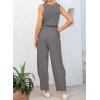 imageHappy Sailed Womens Jumpsuit Casual Crew Neck Sleeveless Jumpsuits High Waist Long Pant Rompers with PocketsGrey