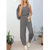 imageHappy Sailed Womens Jumpsuit Casual Crew Neck Sleeveless Jumpsuits High Waist Long Pant Rompers with PocketsGrey