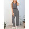 imageHappy Sailed Womens Jumpsuit Casual Crew Neck Sleeveless Jumpsuits High Waist Long Pant Rompers with PocketsGrey