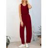 imageHappy Sailed Womens Jumpsuit Casual Crew Neck Sleeveless Jumpsuits High Waist Long Pant Rompers with PocketsRed