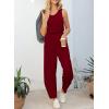 imageHappy Sailed Womens Jumpsuit Casual Crew Neck Sleeveless Jumpsuits High Waist Long Pant Rompers with PocketsRed
