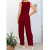imageHappy Sailed Womens Jumpsuit Casual Crew Neck Sleeveless Jumpsuits High Waist Long Pant Rompers with PocketsRed