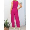 imageHappy Sailed Womens Jumpsuit Casual Crew Neck Sleeveless Jumpsuits High Waist Long Pant Rompers with PocketsRose