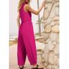 imageHappy Sailed Womens Jumpsuit Casual Crew Neck Sleeveless Jumpsuits High Waist Long Pant Rompers with PocketsRose