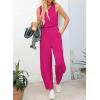 imageHappy Sailed Womens Jumpsuit Casual Crew Neck Sleeveless Jumpsuits High Waist Long Pant Rompers with PocketsRose