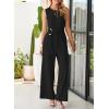 imageHappy Sailed Womens Jumpsuits Dressy Summer Sleeveless High Waist Belt Wide Leg Pants Romper Jumpsuit with PocketsBlack