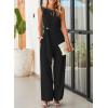 imageHappy Sailed Womens Jumpsuits Dressy Summer Sleeveless High Waist Belt Wide Leg Pants Romper Jumpsuit with PocketsBlack