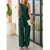 imageHappy Sailed Womens Jumpsuits Dressy Summer Sleeveless High Waist Belt Wide Leg Pants Romper Jumpsuit with PocketsBlackish Green