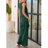 imageHappy Sailed Womens Jumpsuits Dressy Summer Sleeveless High Waist Belt Wide Leg Pants Romper Jumpsuit with PocketsBlackish Green