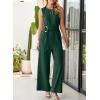 imageHappy Sailed Womens Jumpsuits Dressy Summer Sleeveless High Waist Belt Wide Leg Pants Romper Jumpsuit with PocketsBlackish Green