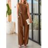 imageHappy Sailed Womens Jumpsuits Dressy Summer Sleeveless High Waist Belt Wide Leg Pants Romper Jumpsuit with PocketsBrown