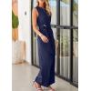 imageHappy Sailed Womens Jumpsuits Dressy Summer Sleeveless High Waist Belt Wide Leg Pants Romper Jumpsuit with PocketsNavy Blue