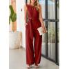 imageHappy Sailed Womens Jumpsuits Dressy Summer Sleeveless High Waist Belt Wide Leg Pants Romper Jumpsuit with PocketsRed
