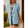 imageHappy Sailed Womens Long Sleeve Blazer Business Casual Open Front Work Office Suit JacketsSky Blue