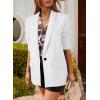 imageHappy Sailed Womens Long Sleeve Blazer Business Casual Open Front Work Office Suit JacketsWhite