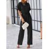imageHappy Sailed Womens Loose Short Sleeve Belted Wide Leg Pant Romper Jumpsuit Business Casual One Piece OutfitsA Black