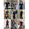 imageHappy Sailed Womens Loose Short Sleeve Belted Wide Leg Pant Romper Jumpsuit Business Casual One Piece OutfitsA Black