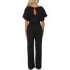 imageHappy Sailed Womens Loose Short Sleeve Belted Wide Leg Pant Romper Jumpsuit Business Casual One Piece OutfitsA Black