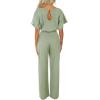 imageHappy Sailed Womens Loose Short Sleeve Belted Wide Leg Pant Romper Jumpsuit Business Casual One Piece OutfitsA Green 1
