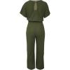 imageHappy Sailed Womens Loose Short Sleeve Belted Wide Leg Pant Romper Jumpsuit Business Casual One Piece OutfitsA Green