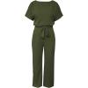 imageHappy Sailed Womens Loose Short Sleeve Belted Wide Leg Pant Romper Jumpsuit Business Casual One Piece OutfitsA Green