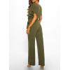 imageHappy Sailed Womens Loose Short Sleeve Belted Wide Leg Pant Romper Jumpsuit Business Casual One Piece OutfitsA Green