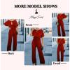 imageHappy Sailed Womens Loose Short Sleeve Belted Wide Leg Pant Romper Jumpsuit Business Casual One Piece OutfitsA Red