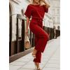 imageHappy Sailed Womens Loose Short Sleeve Belted Wide Leg Pant Romper Jumpsuit Business Casual One Piece OutfitsA Red