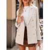 imageHappy Sailed Womens Plaid Tweed Blazers Dressy Casual Long Sleeve Double Breasted Open Front Blazer Jackets Work SuitsBeige