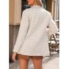 imageHappy Sailed Womens Plaid Tweed Blazers Dressy Casual Long Sleeve Double Breasted Open Front Blazer Jackets Work SuitsBeige
