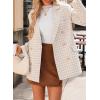 imageHappy Sailed Womens Plaid Tweed Blazers Dressy Casual Long Sleeve Double Breasted Open Front Blazer Jackets Work SuitsBeige