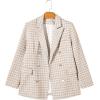 imageHappy Sailed Womens Plaid Tweed Blazers Dressy Casual Long Sleeve Double Breasted Open Front Blazer Jackets Work SuitsBeige