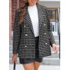 imageHappy Sailed Womens Plaid Tweed Blazers Dressy Casual Long Sleeve Double Breasted Open Front Blazer Jackets Work SuitsBlack