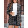 imageHappy Sailed Womens Plaid Tweed Blazers Dressy Casual Long Sleeve Double Breasted Open Front Blazer Jackets Work SuitsBlack