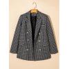 imageHappy Sailed Womens Plaid Tweed Blazers Dressy Casual Long Sleeve Double Breasted Open Front Blazer Jackets Work SuitsBlack