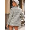 imageHappy Sailed Womens Plaid Tweed Blazers Dressy Casual Long Sleeve Double Breasted Open Front Blazer Jackets Work SuitsBrown