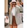 imageHappy Sailed Womens Plaid Tweed Blazers Dressy Casual Long Sleeve Double Breasted Open Front Blazer Jackets Work SuitsBrown