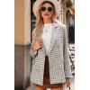 imageHappy Sailed Womens Plaid Tweed Blazers Dressy Casual Long Sleeve Double Breasted Open Front Blazer Jackets Work SuitsBrown