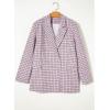 imageHappy Sailed Womens Plaid Tweed Blazers Dressy Casual Long Sleeve Double Breasted Open Front Blazer Jackets Work SuitsBurgundy