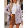 imageHappy Sailed Womens Plaid Tweed Blazers Dressy Casual Long Sleeve Double Breasted Open Front Blazer Jackets Work SuitsBurgundy