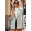 imageHappy Sailed Womens Plaid Tweed Blazers Dressy Casual Long Sleeve Double Breasted Open Front Blazer Jackets Work SuitsGreen
